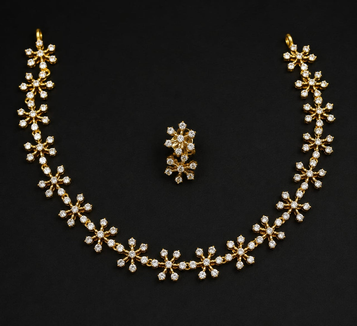 *Premium Floral Crystal Necklace Set*