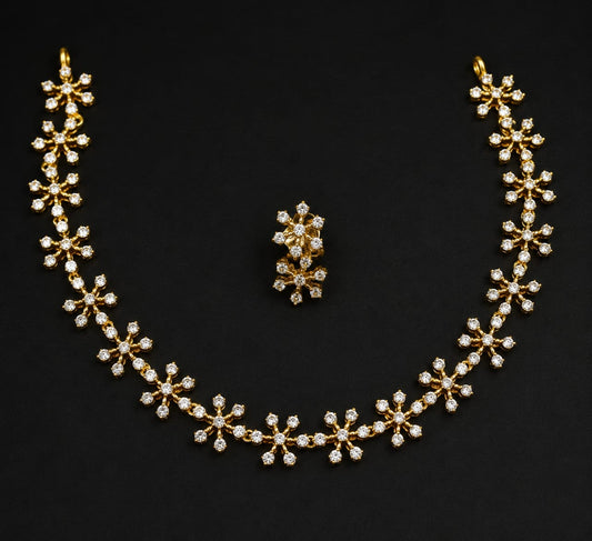*Premium Floral Crystal Necklace Set*