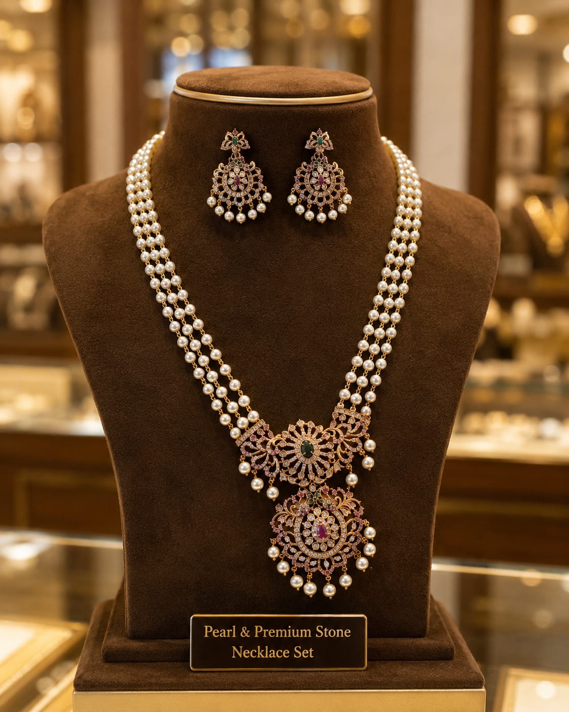 Premium Multi-Strand Pearl Necklace Set
