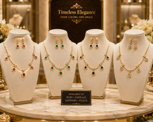 *Elegant American Diamond Floral Drop Necklace Set*