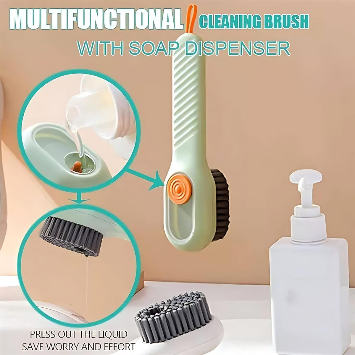 Plastic Soap Dispensing Cleaning Brush with Handle Scrubbing Reusable Washing Shoe Brush for Shoes Clothes Cleaning