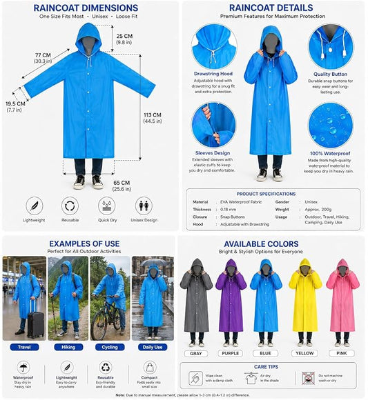 EVA Waterproof Rain Coat Hooded
