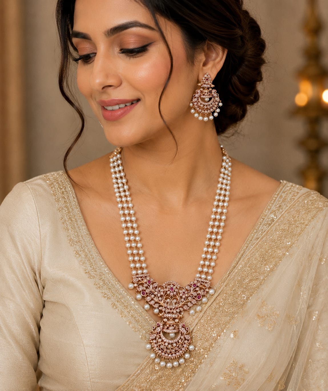 Premium Multi-Strand Pearl Necklace Set